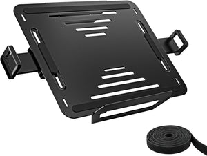 monTEK Adjustable Laptop Tray for Monitor Arm & Stand, Universal VESA Mount Laptop Holder 12″–18″, Fits Thick Gaming Laptops, Heavy-Duty Steel up to 19.8lbs, VESA 75x75/100x100 Office/Studio/Gaming