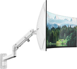 monTEK 17-49 inch Single Monitor Wall Mount for up to 44 lbs Ultrawide Screen, Premium Aluminum Heavy Duty Monitor Arm with Adjustable Gas Spring Arm, 75x75/100x100 VESA Mount, White