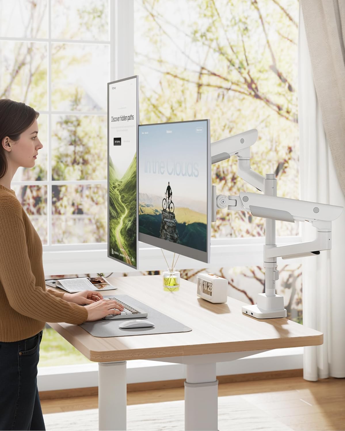 monTEK Premium Aluminum Monitor Arm for 17–57” Ultrawide Screens up to 59 lbs, USB 3.0 Dual Desk Mount with Adjustable Gas Spring, Quick-Release Plate, 10-Min Assembly, Clamp/Grommet, Max VESA 100x100