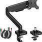 monTEK Heavy Duty Single Monitor Arm with USB/Audio Ports for 17-32” Screens, Premium Mechanical Spring Monitor Arm up to 19.8 lbs, Full Motion Monitor Desk Mount, VESA 75/100 mm, Clamp/Grommet