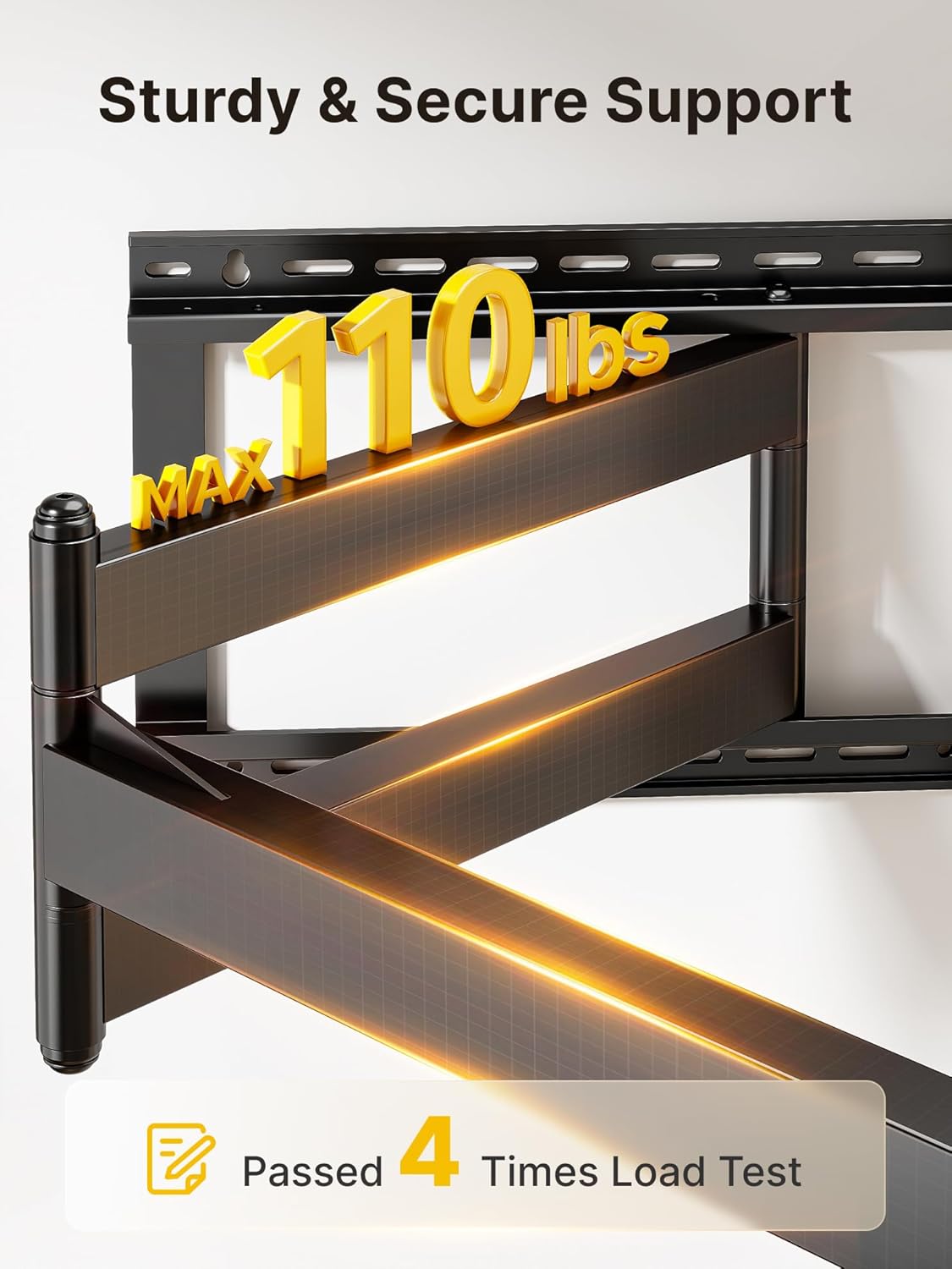 monTEK Long Arm TV Wall Mount for 43-80 Inch TVs, 42 Inch Extension, Swivel and Tilt, Full Motion, Max VESA 600 x 400mm, Up to 110 lbs, 16',18' Studs