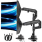 monTEK 17-57 Inch Dual Ultrawide Monitor Arm for Up to 59.4lbs Screen, Aluminum Heavy-Duty Gas Spring Vertical Stackable Curved Screen Adjustable Monitor Stand,75/100mm Vesa Mount, White
