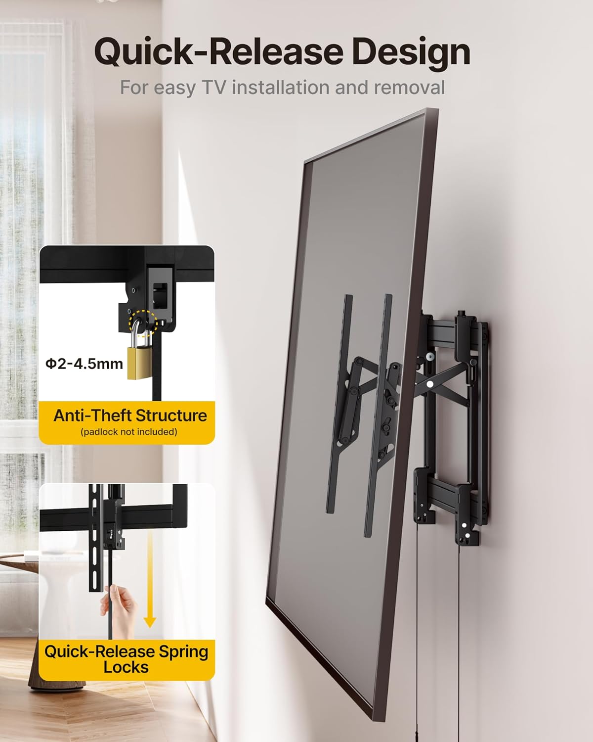 monTEK Heavy Duty Tilting TV Wall Mount Barckt for 37–90" TVs up to 200 lbs – Low Profile, Universal Fit, Tilt & Swivel Adjustment, 6.8" Extension, Fits 16"/18"/24" Studs, Max VESA 600x400mm