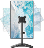 monTEK Stable Single Monitor Stand, Freestanding Monitor Arm for 17 to 32 inch & 22lbs Capacity Screen, Adjustable Height Desk Mount with Swivel and Tilt, VESA 75x75/ 100x100mm