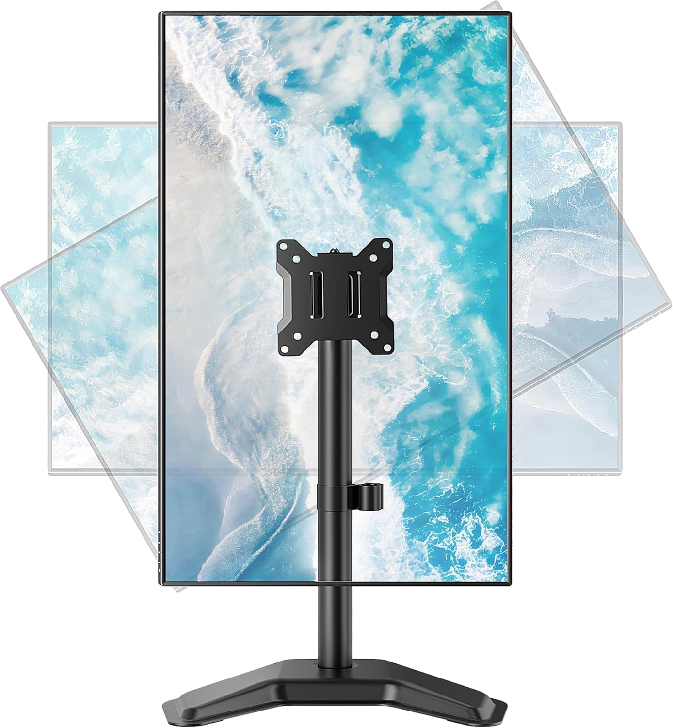 monTEK Stable Single Monitor Stand, Freestanding Monitor Arm for 17 to 32 inch & 22lbs Capacity Screen, Adjustable Height Desk Mount with Swivel and Tilt, VESA 75x75/ 100x100mm