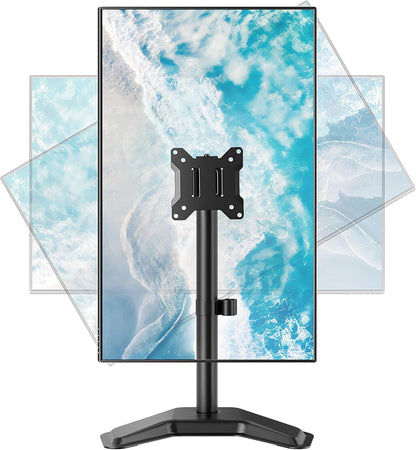 monTEK Stable Single Monitor Stand, Freestanding Monitor Arm for 17 to 32 inch & 22lbs Capacity Screen, Adjustable Height Desk Mount with Swivel and Tilt, VESA 75x75/ 100x100mm