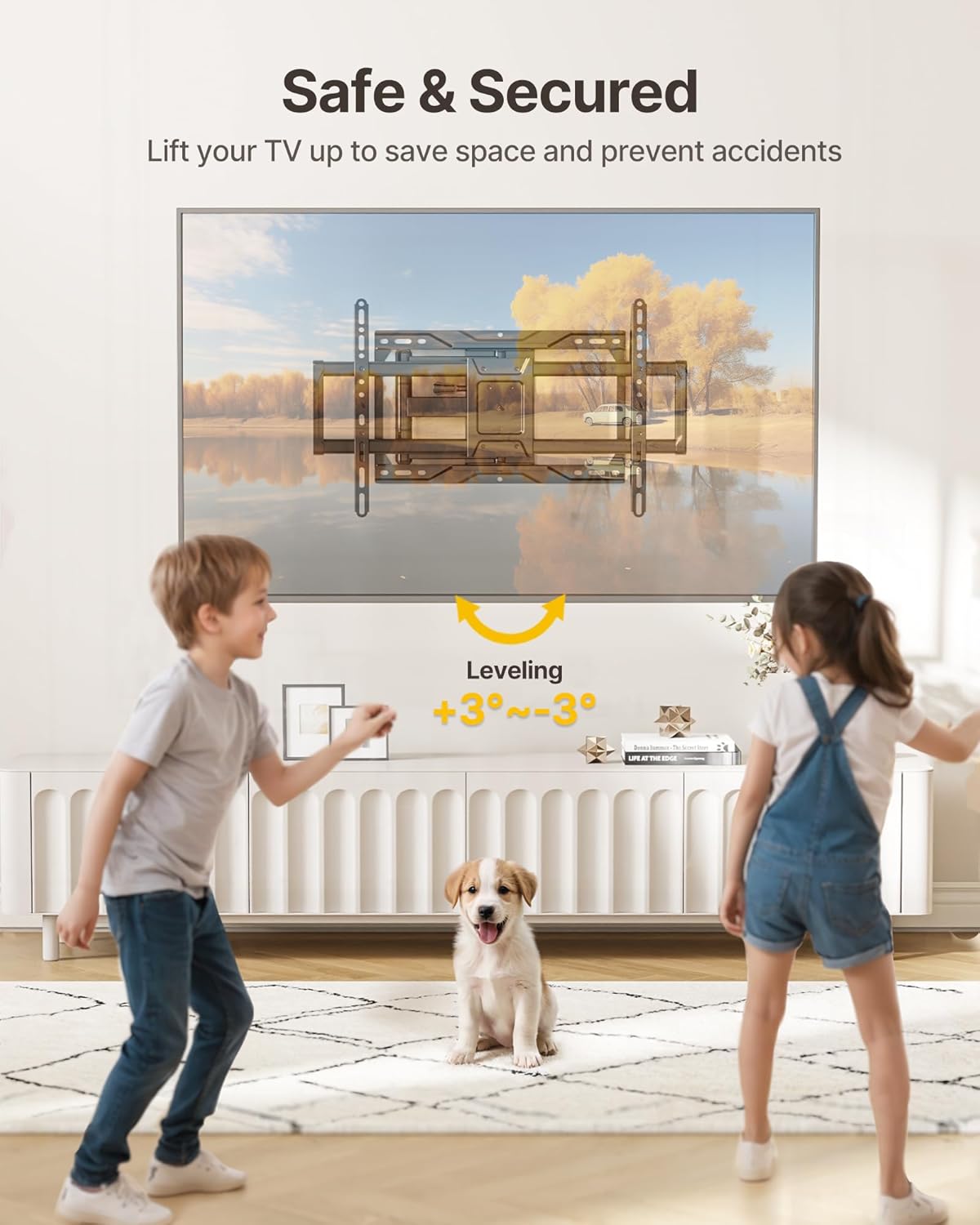 monTEK Full Motion TV Wall Mount for 37-84 Inch TVs, TV Mount Bracket with Articulating Arms, Tool-Free Tilt & Swivel, Extension, Max VESA 600x400mm, Fits 12“/16" Wood Studs, Up to 110lbs, 4X Tested