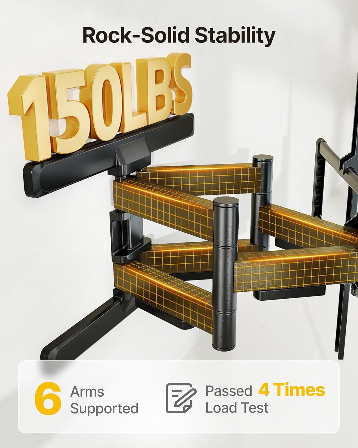 monTEK Heavy Duty Full Motion TV Wall Mount for 43–100 Inch TVs, Pre-Assembled Bracket with Tool-Free Tilt, Swivel & Extension, Max VESA 800x600, 150lbs 4X Strength Tested, Fits 16/18 Inch Studs