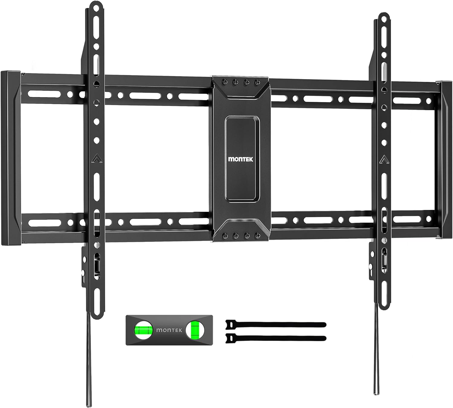 monTEK Heavy Duty Fixed TV Wall Mount for 37–90 Inch TVs, 1.1" Ultra Slim Low Profile Bracket, 200 lbs Capacity, Max VESA 600x400mm, Fits 16"/18"/24" Studs, Space-Saving for Large Flat & Curved TVs