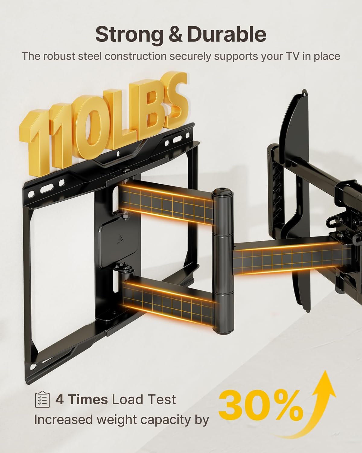 monTEK Full Motion TV Wall Mount for 37-84 Inch TVs, TV Mount Bracket with Articulating Arms, Tool-Free Tilt & Swivel, Extension, Max VESA 600x400mm, Fits 12“/16" Wood Studs, Up to 110lbs, 4X Tested