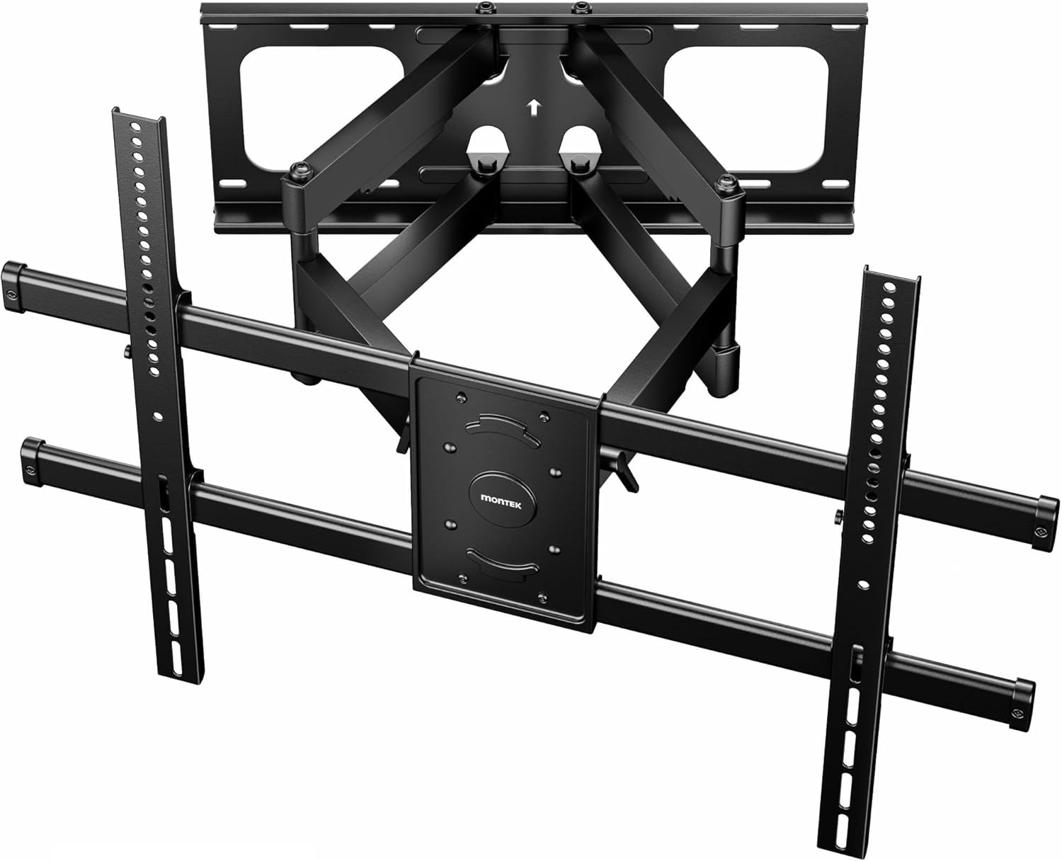 monTEK Full Motion TV Wall Mount for 50-100 Inch Large TVs up to 165 lbs, Long 25" Extension Articulating TV Mount Bracket for Off-Center Wood Studs 16" 18" 24", Max VESA 800x600