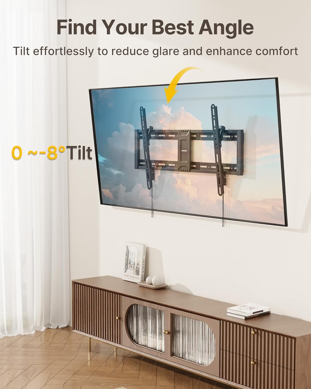 monTEK Heavy Duty Tilting TV Wall Mount for 43-95 Inch TVs, 200 lbs Capacity, 1.65" Slim Low Profile Wall Bracket, Max VESA 800x400mm Fits 16"/18"/24" Studs, Space-Saving for Large Flat & Curved TVs