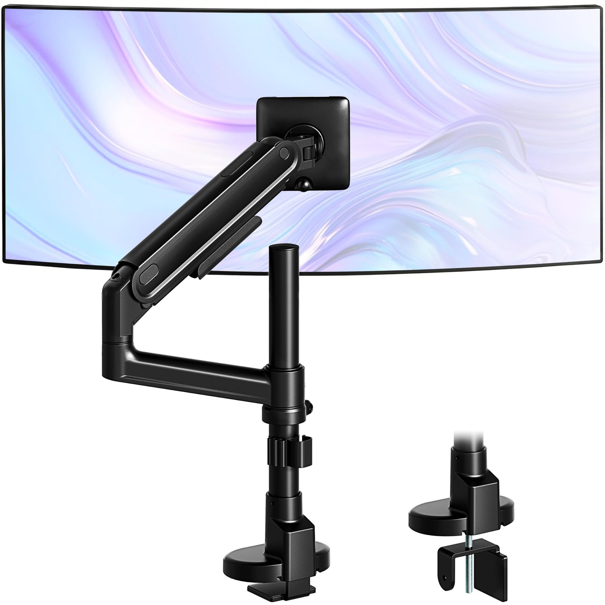 monTEK Dual Vertical Monitor Arm up to 40 inch, Aluminum Heavy-Duty Height Adjustable Stacked Desk Monitor Stand Full Motions Arm Mechanical Spring Holds Up to 26.4lbs,VESA 75x75/100x100,Black