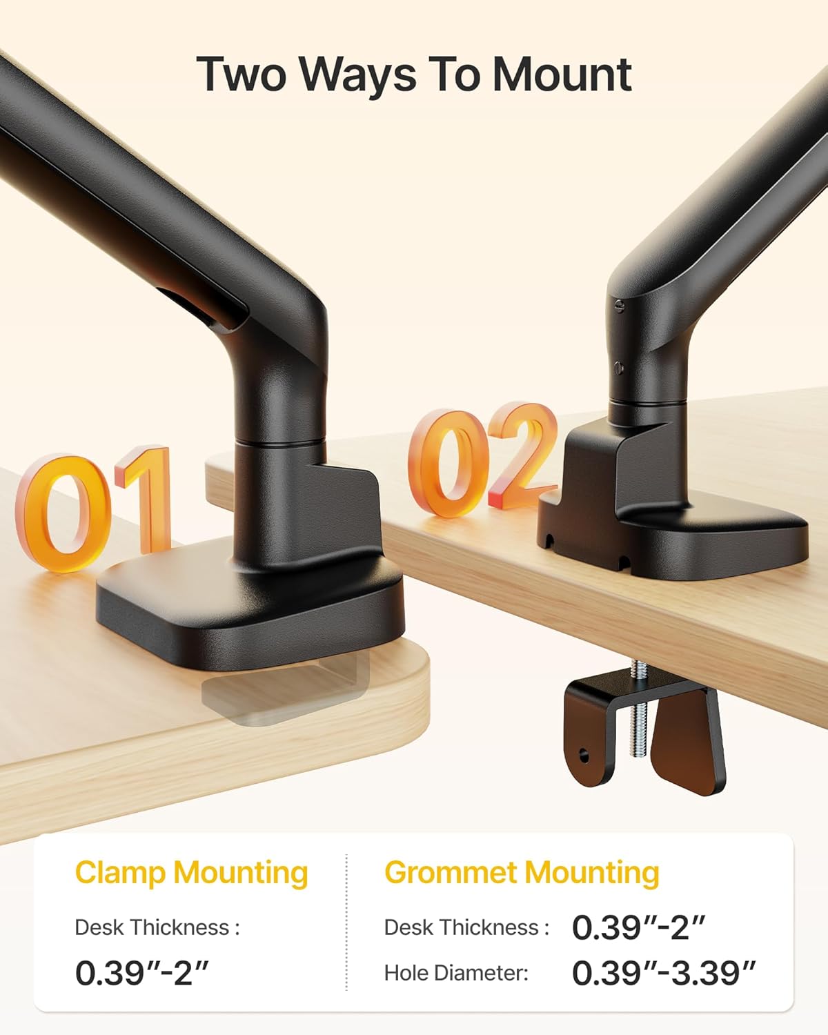 monTEK Single Monitor Arm, Mechanical Spring Monitor Arm for 17-40" Ultrawide Screens, Adjustable Monitor Desk Mount Holds up to 26.4 lbs with C Clamp/Grommet Desk Mount, VESA 75/100mm, MA1011BK