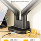 monTEK Dual Monitor Arm with USB, Mechanical Spring Monitor Arm for 17-35" Screens, Adjustable Monitor Desk Mount Each Holds up to 24.2 lbs with C Clamp/Grommet Desk Mount, VESA 75/100mm, MA1011UCBK-D