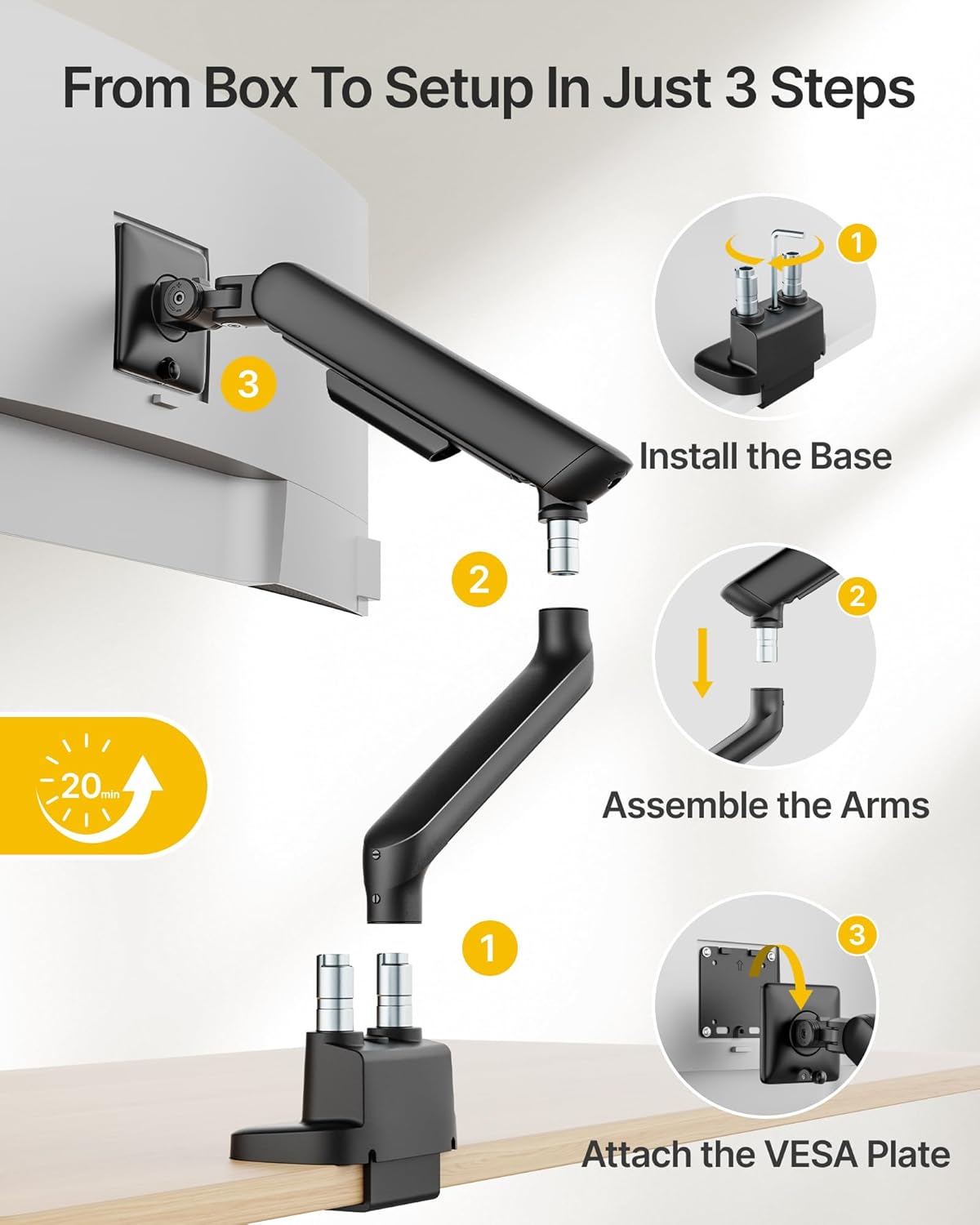 monTEK Dual Monitor Arm, Mechanical Spring Monitor Arm for 17-35" Screens, Adjustable Monitor Desk Mount Each Holds up to 24.2 lbs with C Clamp/Grommet Desk Mount, VESA 75/100mm, MA1011BK-D