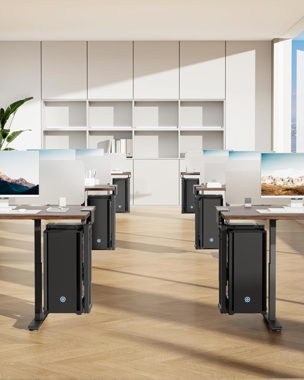 monTEK Heavy-Duty Under Desk PC Mount-No Drilling Installation, Adjustable PC Mount with Protective Pads, Supports up to 66lbs,16.1"-25.6" H, Ideal for Office Home Classroom,White