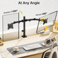 monTEK Stable Dual Monitor Stand for 17"–32” Computer Screens, Heavy-Duty Desk Mount with 22 lbs per Arm, Fully Adjustable Brackets and Arms, Clamp/Grommet Base, VESA 100×100mm Max