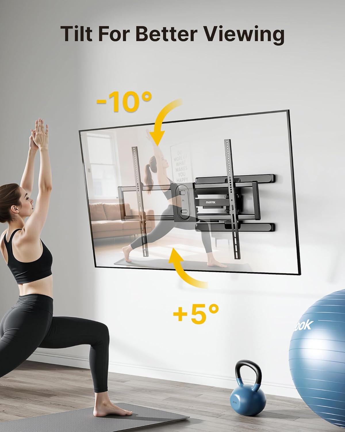 monTEK Heavy Duty Full Motion TV Wall Mount for 43–100 Inch TVs, Pre-Assembled Bracket with Tool-Free Tilt, Swivel & Extension, Max VESA 800x600, 150lbs 4X Strength Tested, Fits 16/18 Inch Studs
