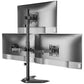 monTEK Stable Triple Monitor Stand, Free Standing Fully Adjustable Desk Mount for 3 Screen up to 17”-32” and 22lbs Capacity Each Arm, Heavy Duty Base, VESA 75x75mm/ 100x100mm