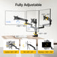 monTEK Triple Monitor Mount for Max 27 inch Computer Screens, 3 Monitor Desk Mount Each Arms Holds up to 19.8lbs, Three Monitors Desk Arm with Swivel, Tilt, Rotation, MA1009PBK-T