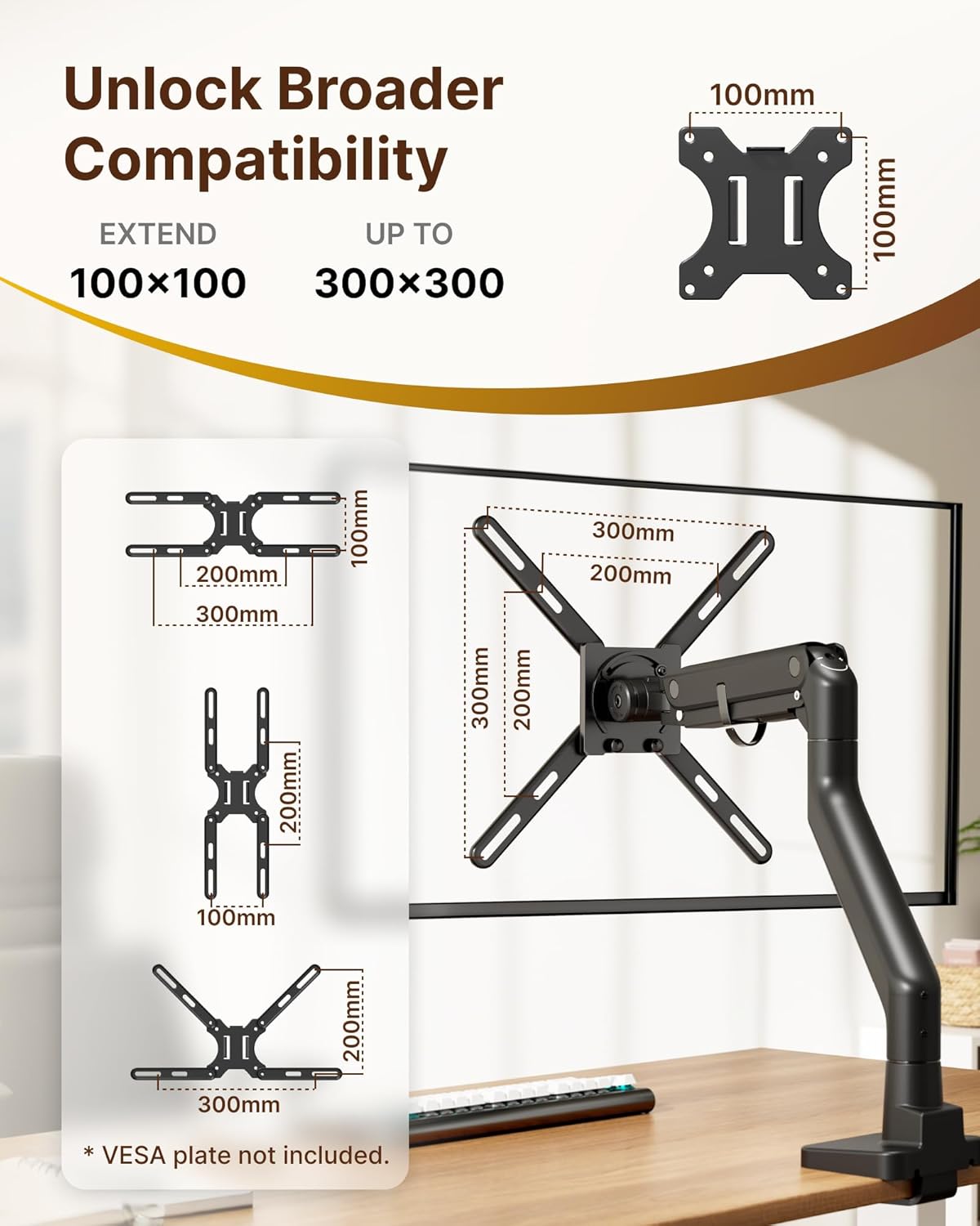 monTEK Steel VESA Mount Adapter Kit, Universal Extension Bracket Fits 32"-55" LCD LED TVs up to 66lbs, Conversion Kit Expands VESA Holes to 300x300 & 400x400, Includes 52 Mounting Hardware