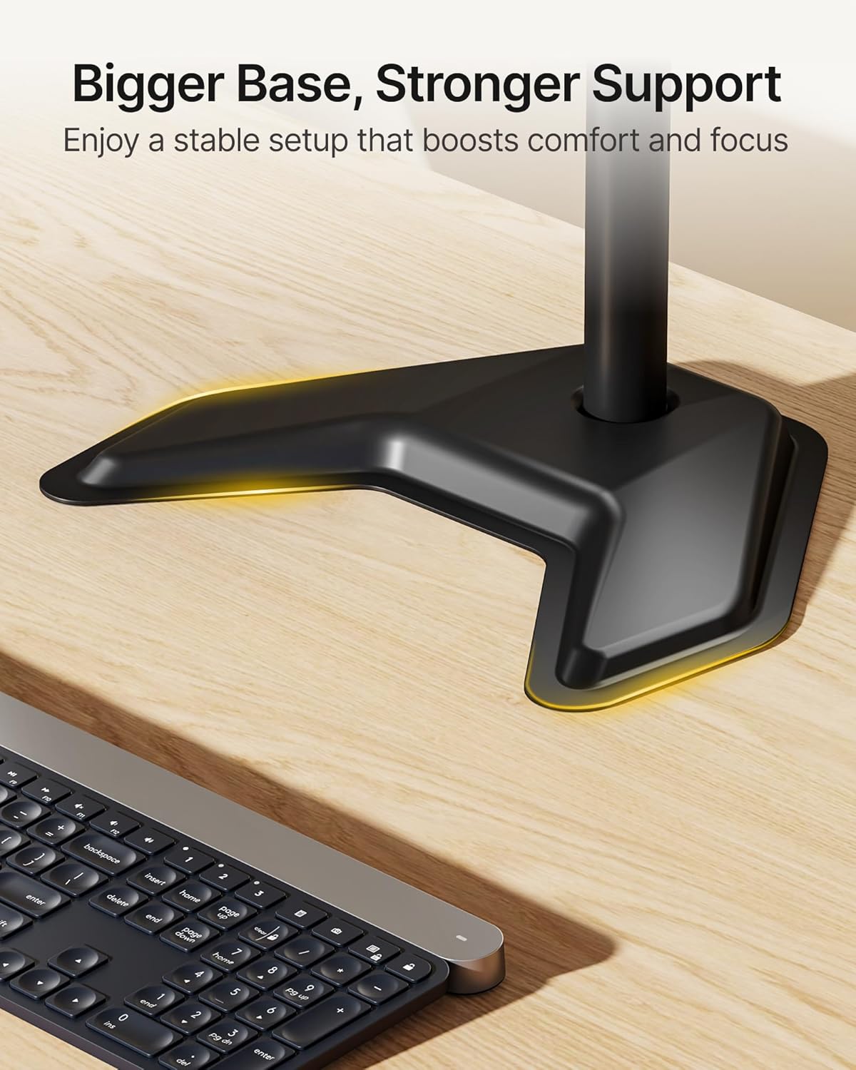 monTEK Stable Triple Monitor Stand, Free Standing Fully Adjustable Desk Mount for 3 Screen up to 17”-32” and 22lbs Capacity Each Arm, Heavy Duty Base, VESA 75x75mm/ 100x100mm