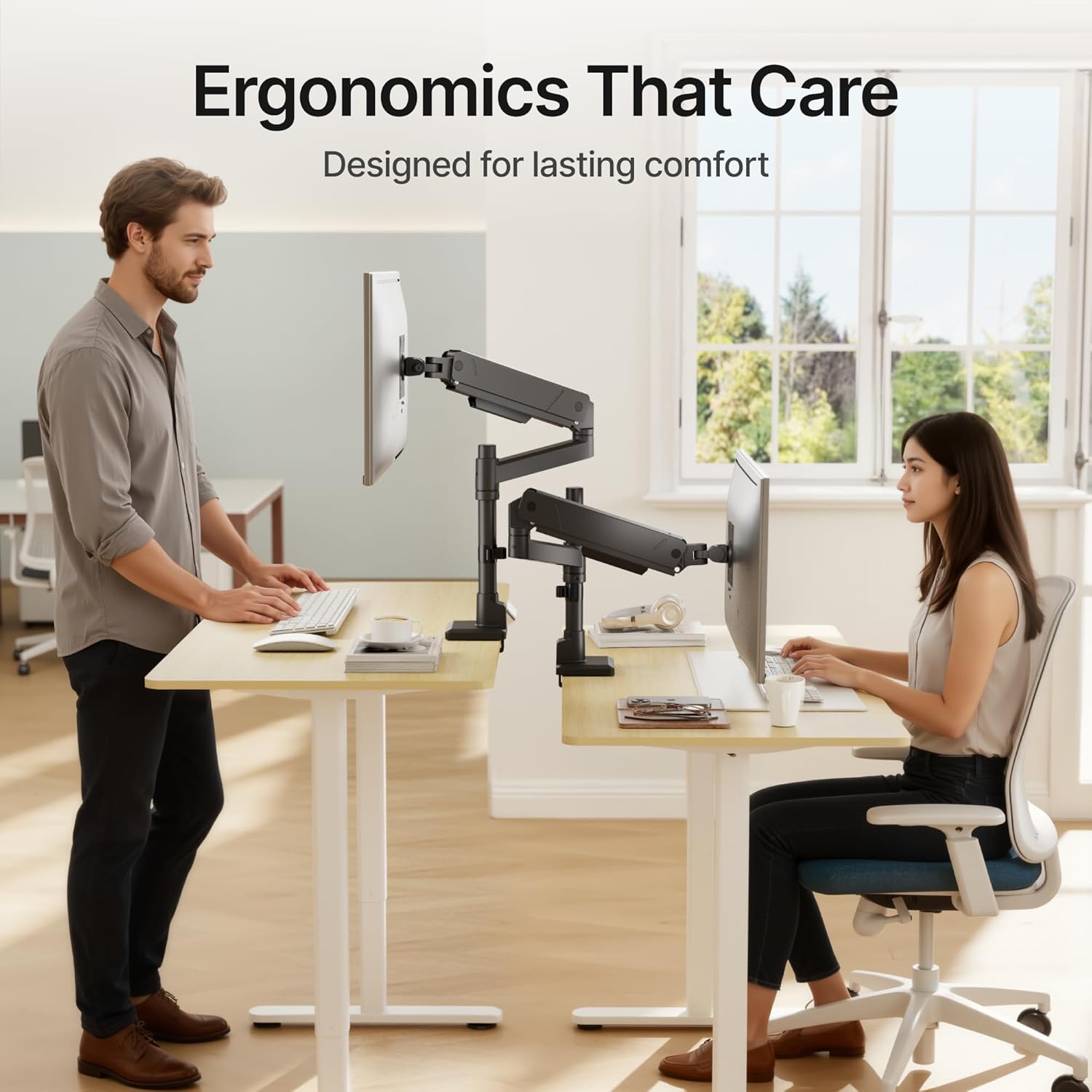 monTEK Tall Single Monitor Arm for 17 to 45 Inch Curved Screen Adjustable Upgraded Heavy Duty Ultrawide Monitor Arm Holds 35 Lbs Cable Management with C Clamp, Grommet Base, VESA 75/100mm, MA1007PBK