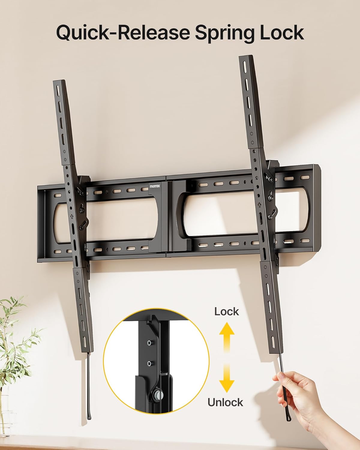 monTEK Heavy Duty Tilting TV Wall Mount for 37-140'' Extra Large Flat & Curved TVs up to 300lbs, 4×Load Tested, 2.4" Slim Low Profile Bracket, Fits 16"/18"/24" Studs, Max VESA 1200×800mm, TM1007W-XLT