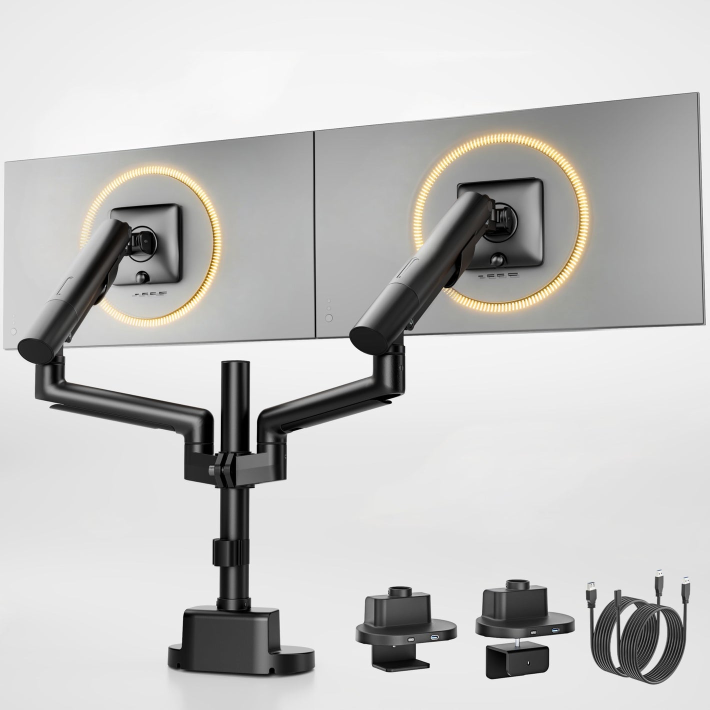 Dual Monitor Stand with USB Up to 35" Screens | MA1010UCPBK-D
