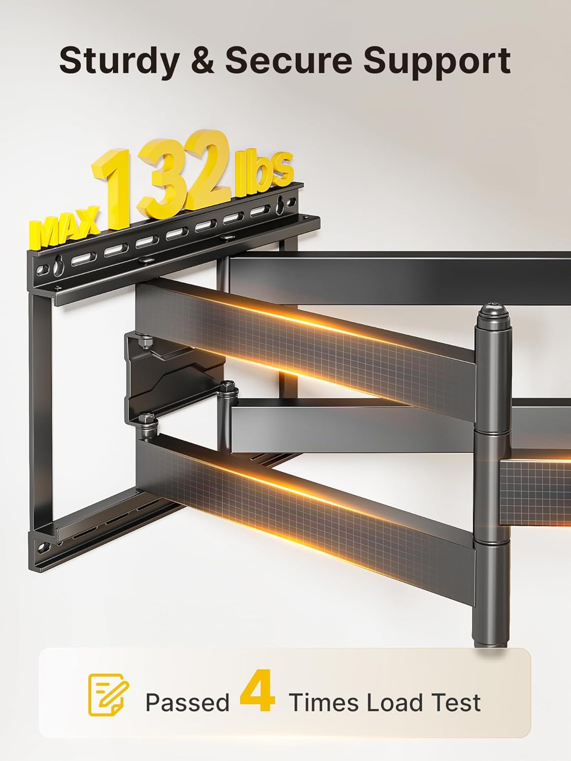 monTEK Long Arm TV Wall Mount for 43-90 Inch TVs, 42.5 Inch Extension, Swivel and Tilt, Full Motion, VESA 800 x 400mm, 132 lbs, 16',18' Studs