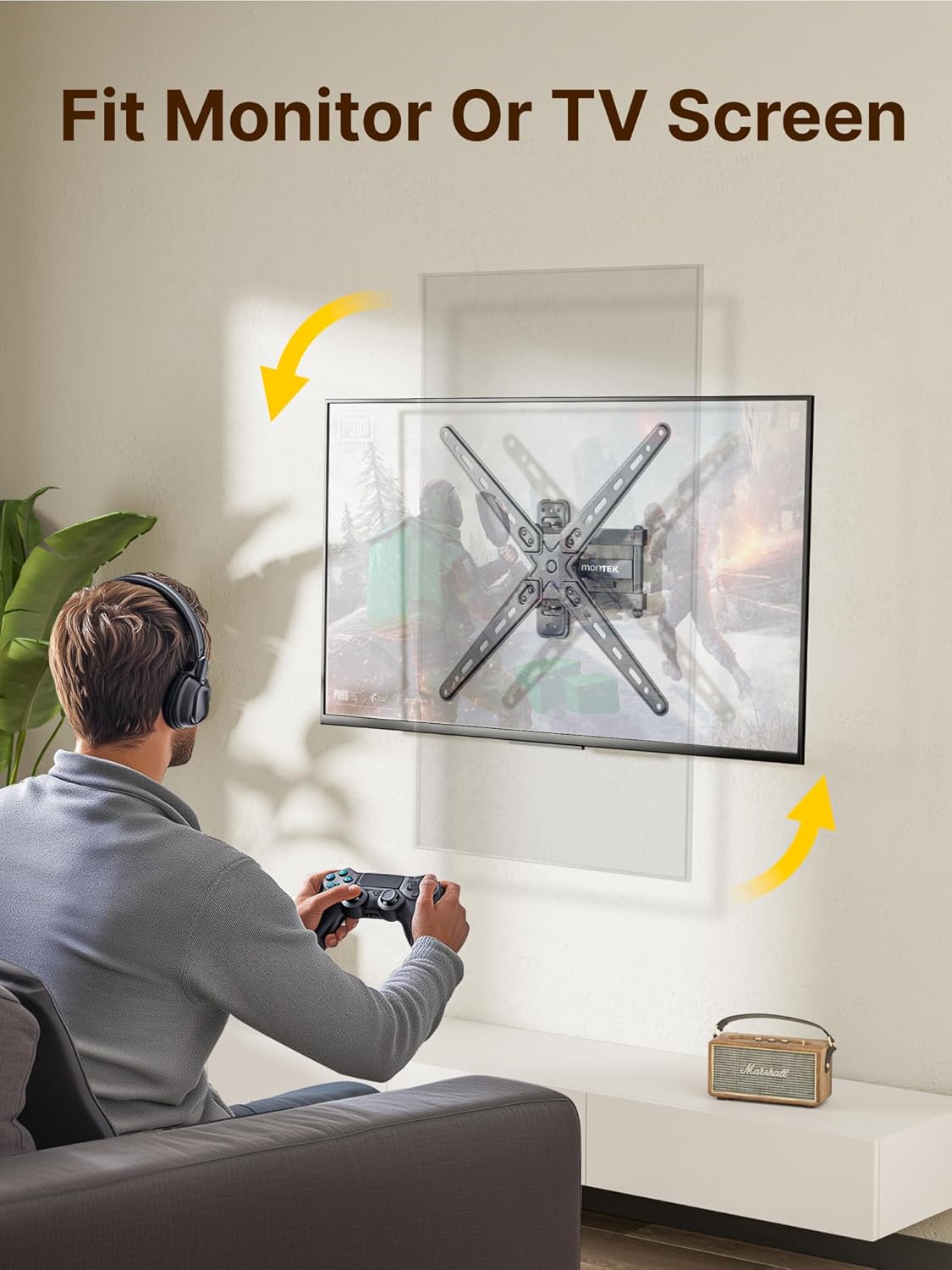 monTEK Full Motion TV Wall Mount Bracket for Most 13-55 Inch LED LCD Flat Screen TVs & Monitors, Swivel Tilt Extension Rotation with Articulating Arms, TV Mount Max VESA 400x400mm, up to 55lbs