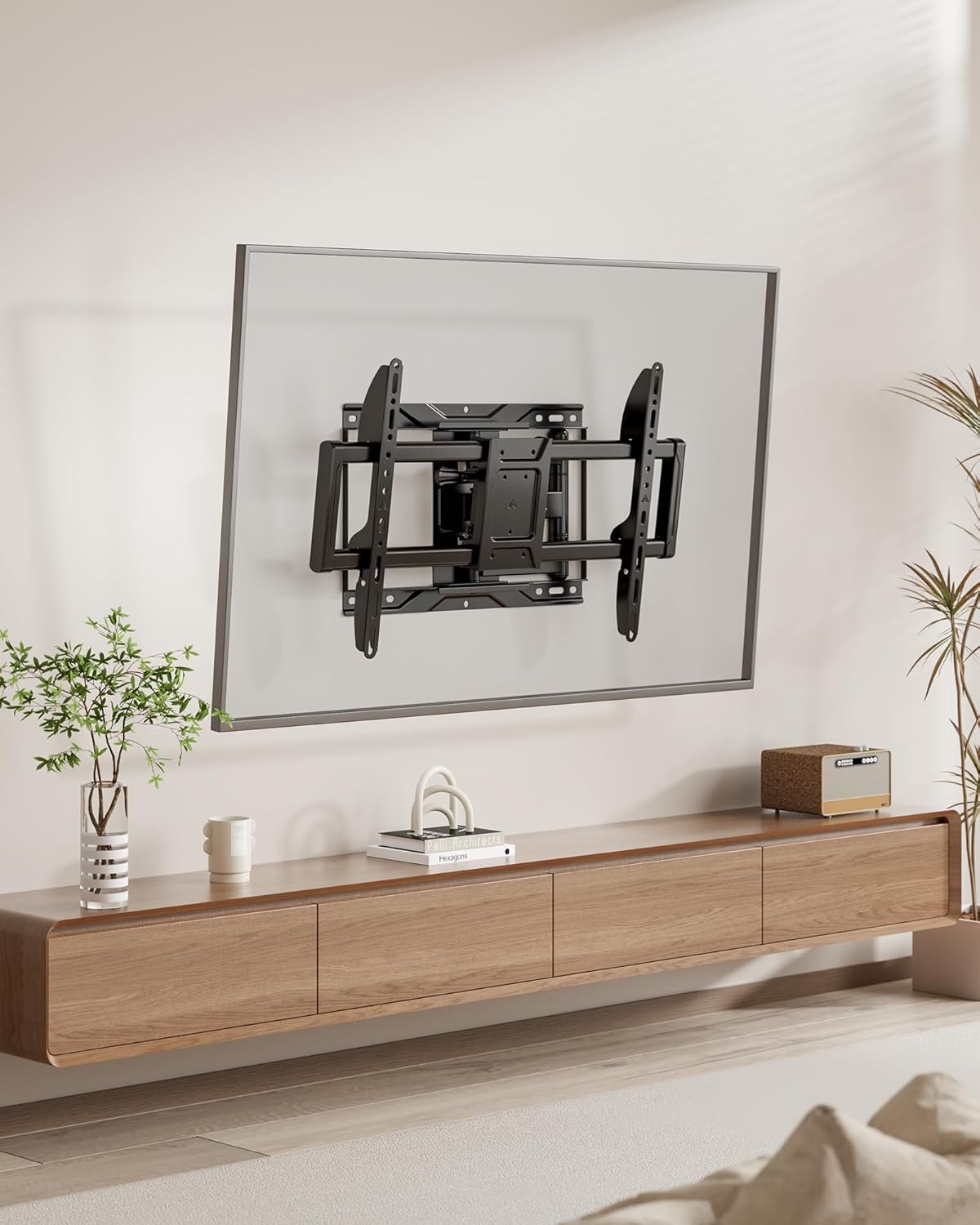 monTEK Full Motion TV Wall Mount for 37-84 Inch TVs, TV Mount Bracket with Articulating Arms, Tool-Free Tilt & Swivel, Extension, Max VESA 600x400mm, Fits 12“/16" Wood Studs, Up to 110lbs, 4X Tested