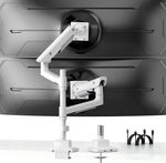 monTEK Premium Aluminum Monitor Arm for 17–57” Ultrawide Screens up to 59 lbs, USB 3.0 Dual Desk Mount with Adjustable Gas Spring, Quick-Release Plate, 10-Min Assembly, Clamp/Grommet, Max VESA 100x100