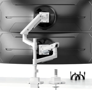 monTEK Premium Aluminum Monitor Arm for 17–57” Ultrawide Screens up to 59 lbs, USB 3.0 Dual Desk Mount with Adjustable Gas Spring, Quick-Release Plate, 10-Min Assembly, Clamp/Grommet, Max VESA 100x100