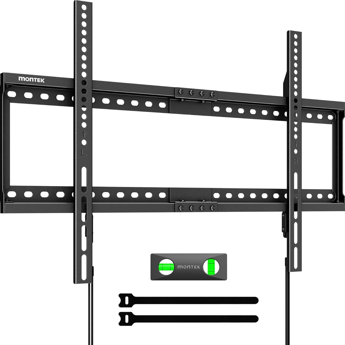 monTEK Fixed TV Wall Mount for 37-86 Inch Flat Curved TVs, Heavy Duty Low Profile Flush TV Mount Bracket Max VESA 600x400mm & 165 lbs Capacity, Fits 16"/18"/24" Wood Studs