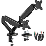 monTEK Heavy Duty Dual Monitor Arm for 17-32” Flat/Curved Screens, Premium Mechanical Spring Monitor Arm up to 19.8 lbs, Full Motion Monitor Desk Mount with Quick-Release VESA 75/100mm, Clamp/Grommet