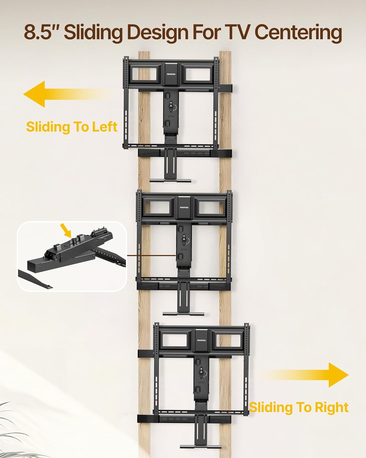 monTEK Fireplace Pull Down TV Mount for 43-86 Inch TVs Up to 99lbs, Swivel & Leveling Drop Down TV Mount, Pull Down TV Mount Over Fireplace with Padded Handle Bar, Max VESA 600x400mm