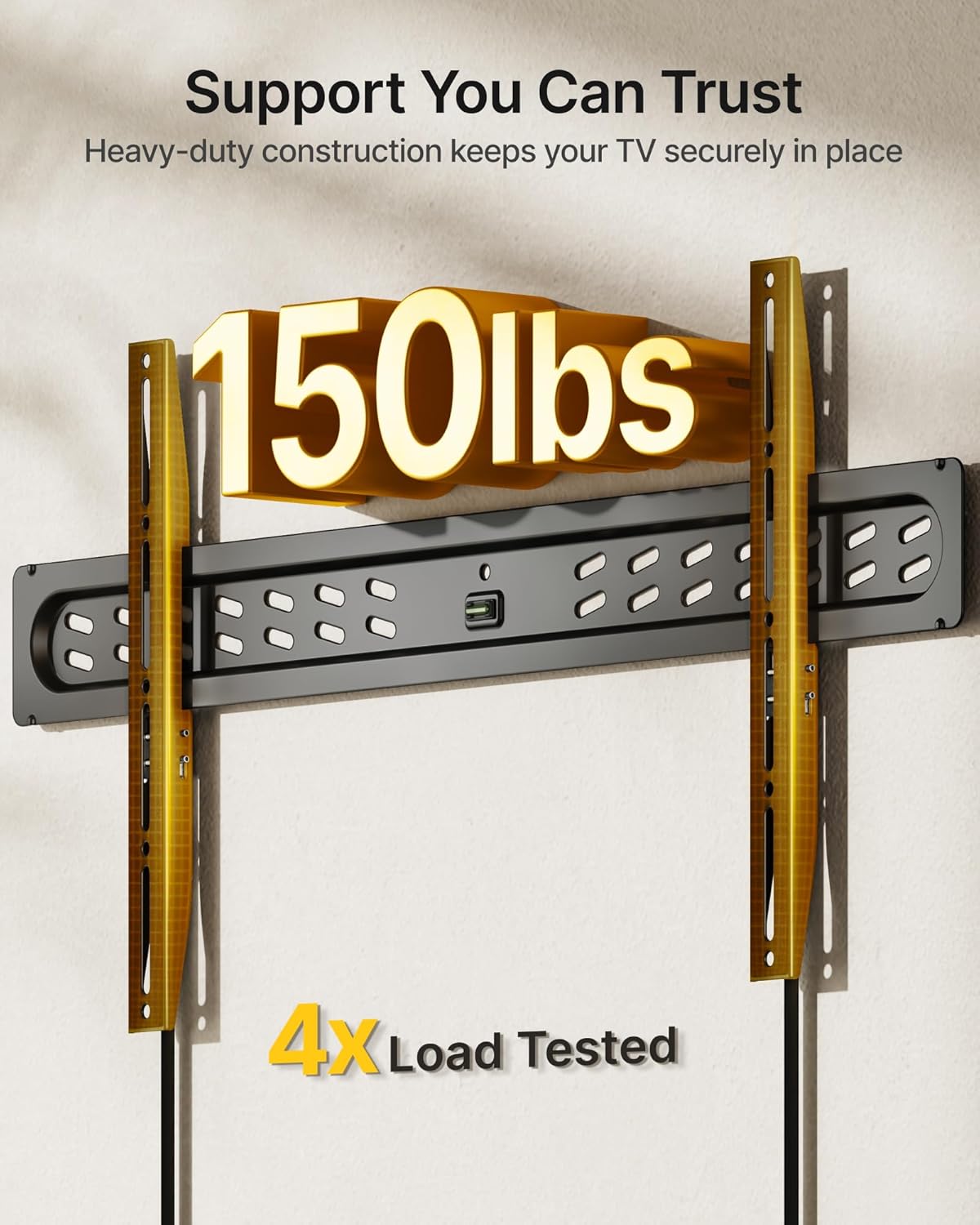 monTEK Ultra Slim Fixed TV Wall Mount Bracket for 43–95" Flat & Curved TVs, Super Low Profile 0.95" from Wall, Holds 150 lbs, Supports VESA 800x400, Fits 16"/18"/24"/32" Studs, TM1006W-LF