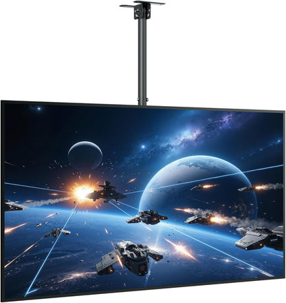 monTEK Ceiling TV Mount for 23-55 inch Flat Screen Displays, Hanging Adjustable Ceiling TV Bracket Fits Most LCD LED OLED 4K TVs, Pole Ceiling Mount Holds up to 77lbs, Max VESA 400x400mm, TM1009C-MA