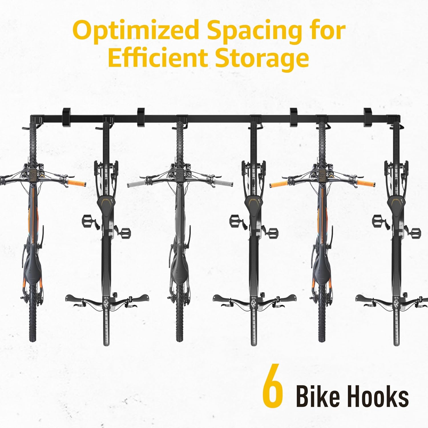 monTEK Enhanced Garage Bike Rack, Adjustable 6 Bike Hangers for Garage, Equipped with 78.5in Extended Rail to Accommodate Various Bicycle Sizes, Heavy-Duty Steel Bike Wall Mount, Max Capacity 330 lbs