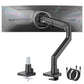 monTEK Single Monitor Arm with USB A/C, Ultrawide Monitor Stand for 17 to 57 Inch Curved Screen, Holds 59.4 lbs, Adjustable Gas Spring Arm, 75/100 VESA Mount, Clamp & Grommet Desk Mount, White