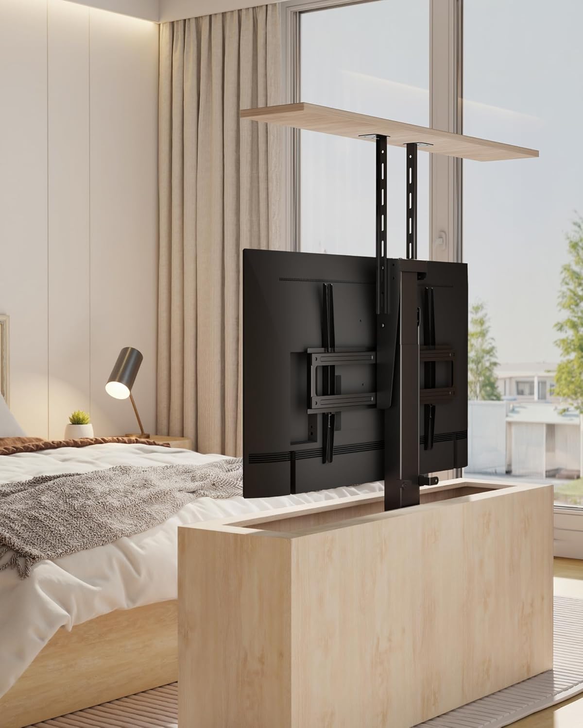 monTEK Motorized TV Lift for 43-88 inch TVs, Ceiling&Vertical TV Lift Mechanism with RF Remote, Smart Phone & Voice Control via WiFi, Up to 132lbs, 4X Load Tested, Max VESA 600 * 400