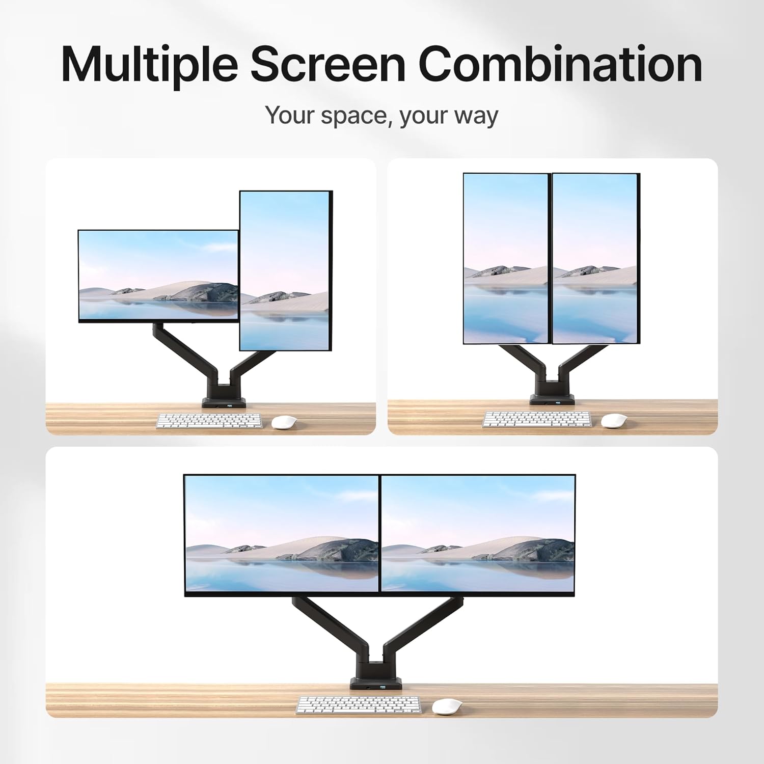 monTEK Dual Monitor Mount with USB Monitor Arms for 2 Monitors for 17 to 35 Inch Curved Screen Holds 35 Lbs Adjustable Heavy Duty Monitor Desk Mount Cable Management, VESA 75/100mm, MA1007UCBK-D