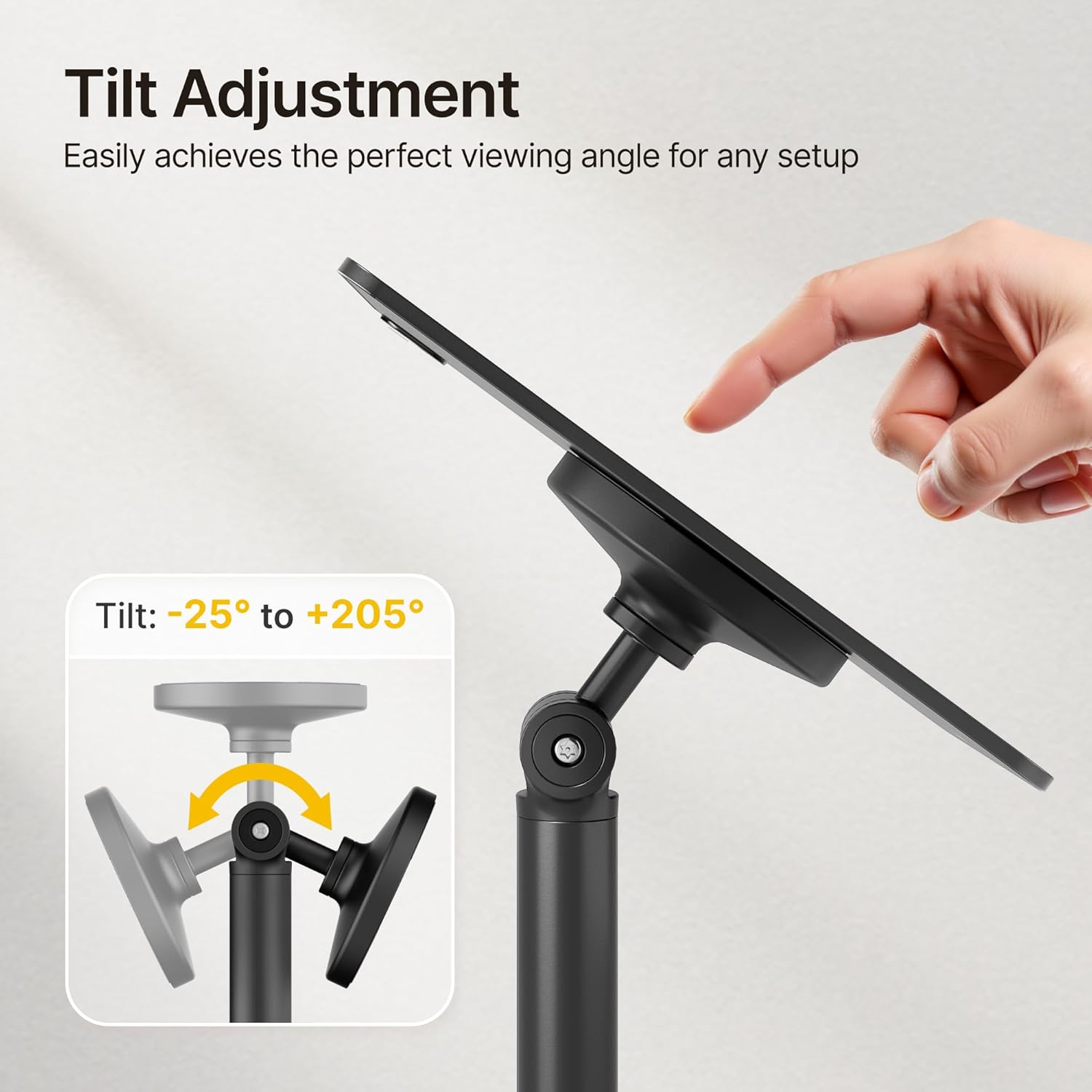 monTEK Anti-Theft Tablet Floor Stand, Frameless Universal Tablet Kiosk with Security Lock Fit 7-15” Screen, Height Adjustable Mount Compatible with Gen 7 to 10 /iPad Pro/Air/Mini/Samsung Tab, Black