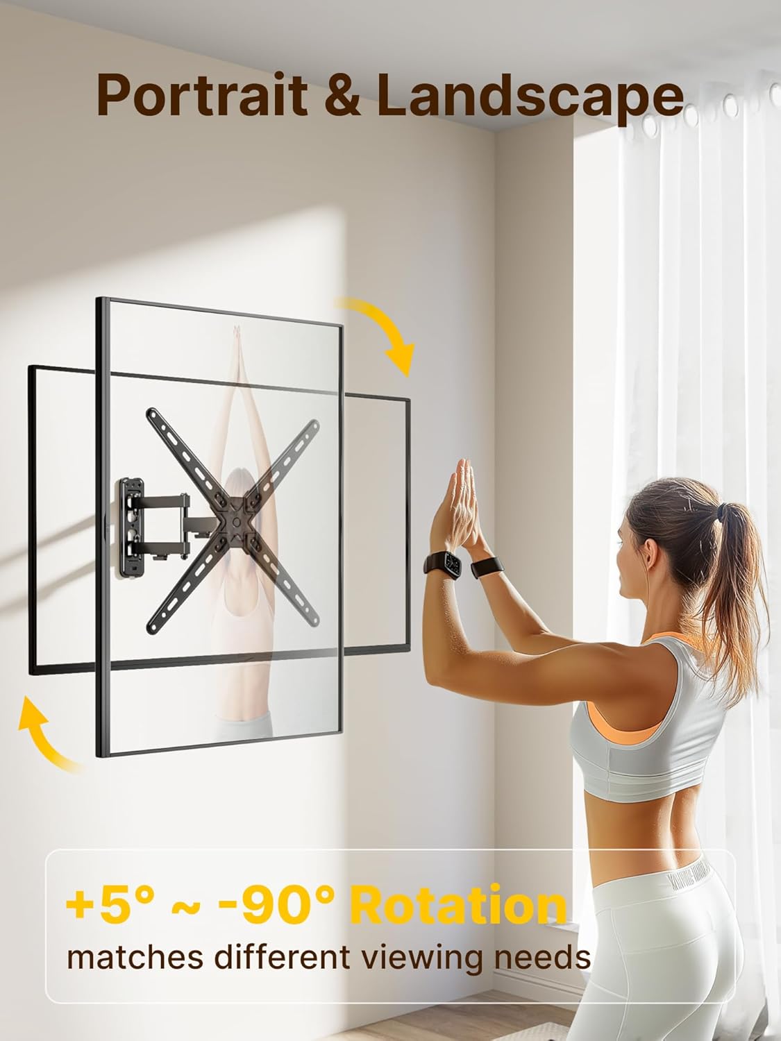monTEK Full Motion TV Wall Mount Bracket for Most 13-55 Inch LED LCD Flat Screen TVs & Monitors, Swivel Tilt Extension Rotation with Articulating Arms, TV Mount Max VESA 400x400mm, up to 55lbs