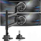monTEK Dual Monitor Arm for up to 57" and 59.4 lbs Ultrawide Screen, Aluminum Heavy-Duty Gas Spring Vertical Stackable Curved Screen Adjustable Monitor Stand, 75/100mm Vesa Mount, Black