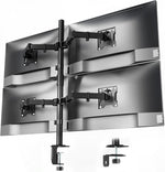 monTEK Quad Monitor Stand Mount, Fully Adjustable Desk Mount for 4 Screen up to 17”-32” and 22lbs Capacity Each Arm, Stable Monitor Arm with C Clamp and Grommet Base, VESA 75x75mm/100x100mm