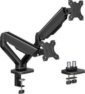 monTEK Heavy Duty Dual Monitor Arm for 17-32” Flat/Curved Screens, Premium Mechanical Spring Monitor Arm up to 19.8 lbs, Full Motion Monitor Desk Mount with Quick-Release VESA 75/100mm, Clamp/Grommet
