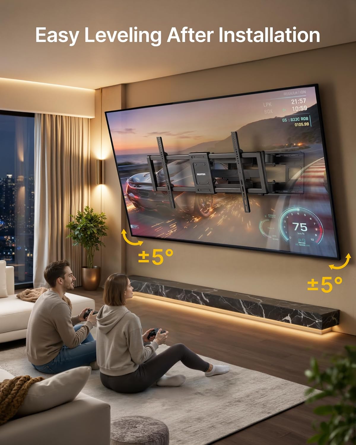 monTEK Heavy Duty Full Motion TV Wall Mount for 43-98 Inch Large TVs Hold up to 265 lbs, Extra Long 27.7" Extension Articulating Arm Bracket, Fits 16" 18" 24" Wood Studs, Max VESA 800x400mm